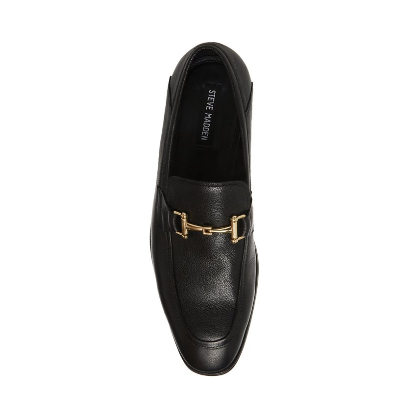 Black Steve Madden Archee Leather Men's Loafers | PH 3718KCL